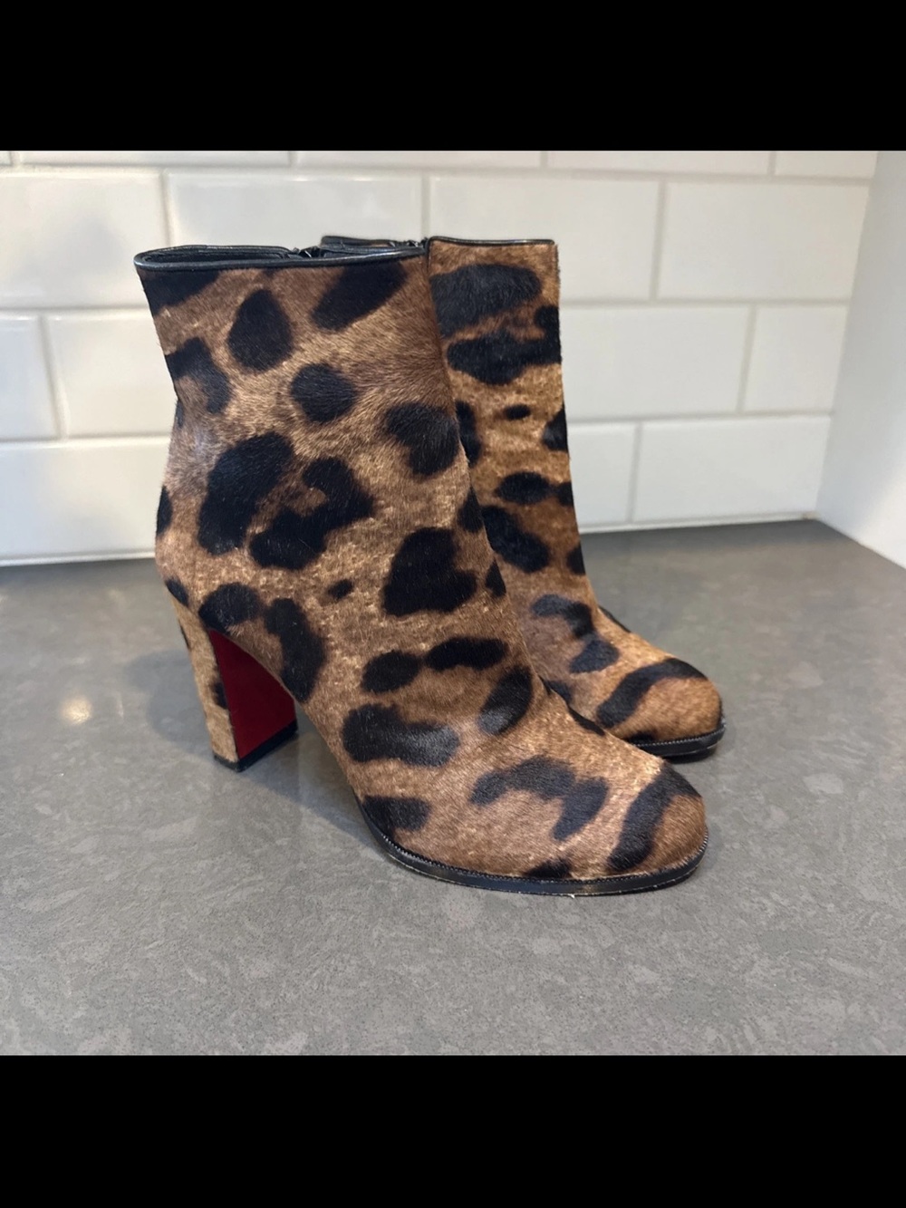Christian Louboutin Pony Hair Leopard Booties size 37.5 European